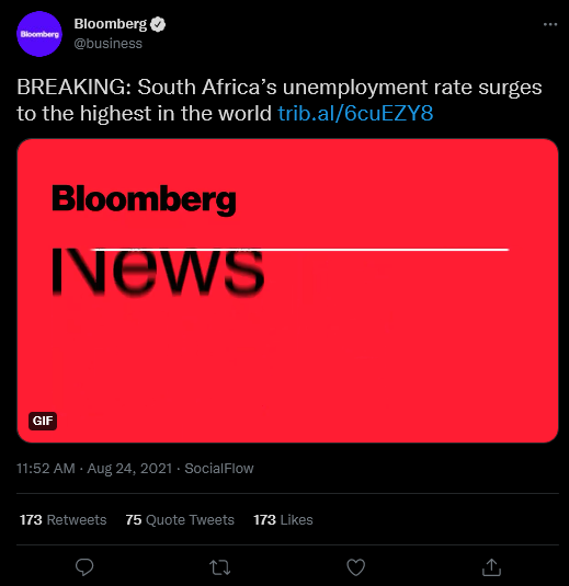Bloomberg Unemployment South Africa